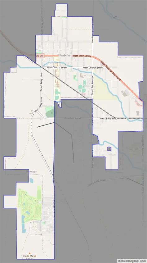 Map of Thatcher town, Arizona - Thong Thai Real