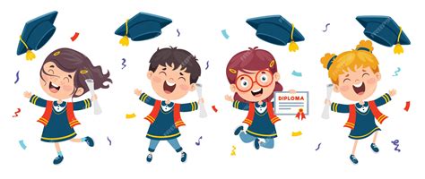 Premium Vector | Cartoon happy kid in graduation costume