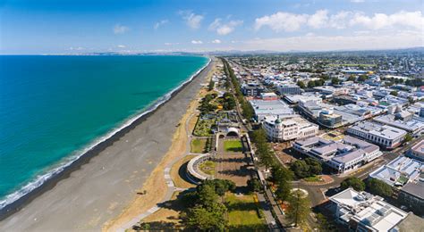 Overhead Looking At Napier Beach New Zealand Stock Photo - Download Image Now - iStock