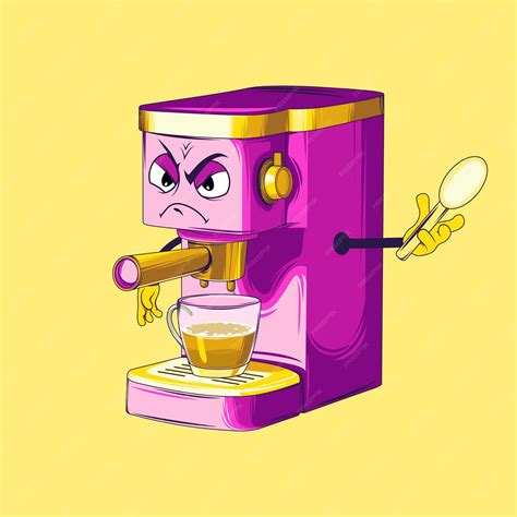 Premium Vector | Coffee maker cartoon character Espresso coffee maker vector