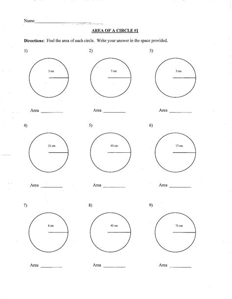 Free Printable Area Of A Circle Worksheets - Aldy stroller