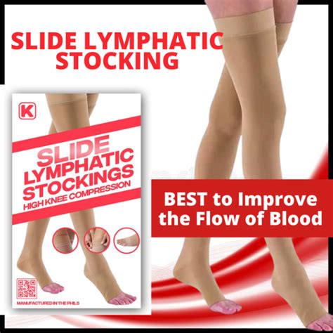 [FOR FLAWLESS LEGS] LYMPHATIC STOCKINGS (1 PAIR) Slide Lymphatic Compression Stockings BEST to ...