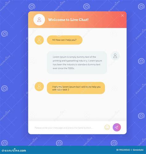 Live Chat Window To Obtain Live Support on Website. Contact Form Live Support. Stock Vector ...