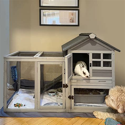 Aivituvin Rabbit Hutch Indoor Bunny Cage Outdoor Rabbit House Bunny Hutch With Deeper Leakproof ...