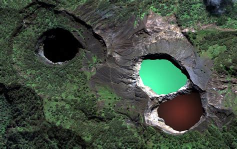 Kelimutu National Park. Flores island, Indonesia. Three different ...