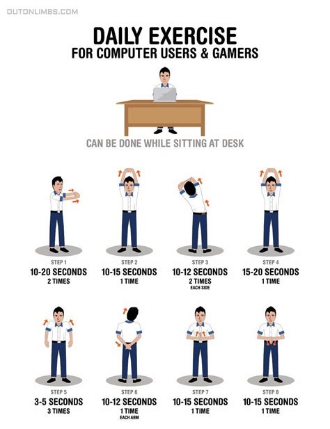 Daily stretching exercises for computer users and gamers. | Daily workout, Desk workout, Exercise