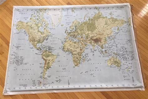 IKEA PREMIAR Atlas Large 78" x 55" World Map NO Frame 701.194.30 ...