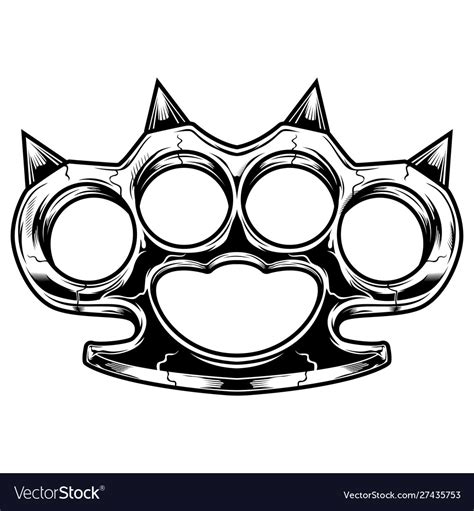 Brass knuckles black and white violence Royalty Free Vector