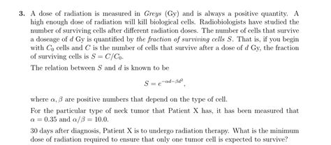 Solved A dose of radiation is measured in Greys (Gy) and is | Chegg.com