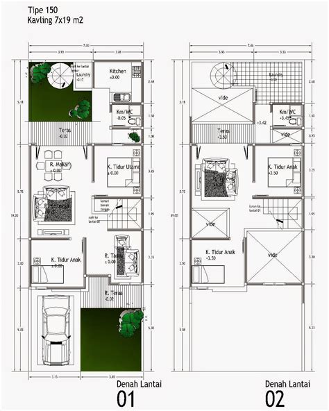 47 Denah rumah kost 2 lantai sederhana | Rumah Desain 2023