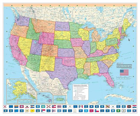 States Map With State Flags - 24X20 Rolled Laminated - Walmart.com