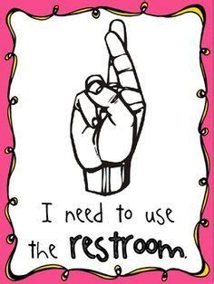 Hand signal for the bathroom (ASL letter R) - so I don't need to be ...