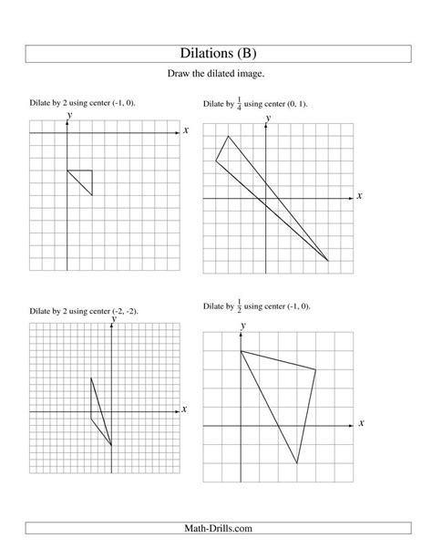 The Dilations Using Various Centers B Math Worksheet Math Worksheets Kids Math Worksheets ...