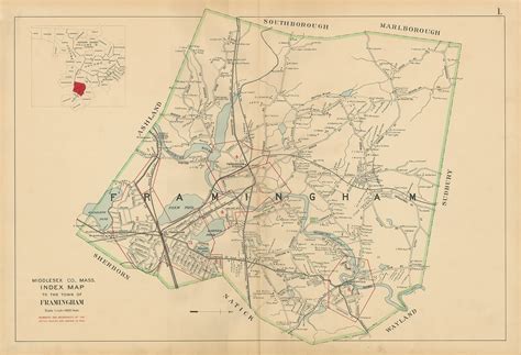 FRAMINGHAM Massachusetts 1908 Map Replica or GENUINE | Etsy | Framed ...