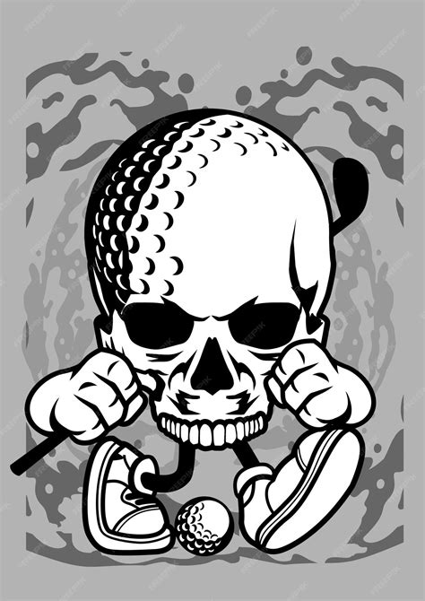 Premium Vector | Golf Skull Cartoon Character