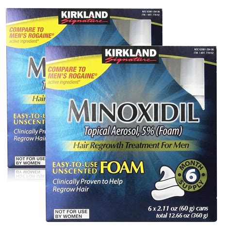 Amazon.com : New Kirkland Signature Hair Regrowth Treatment Minoxidil Foam for Men; 10 Packs 60 ...