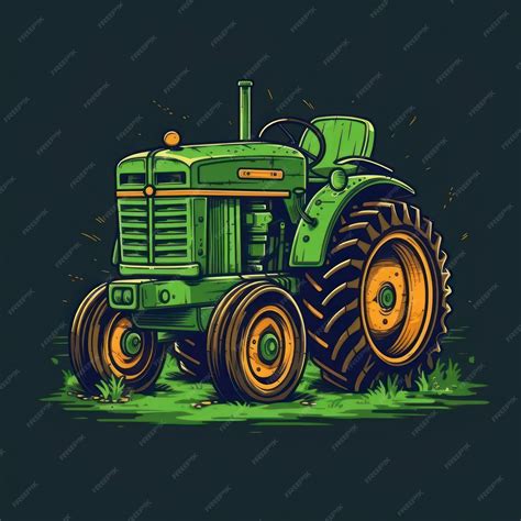 Premium AI Image | Cartoon illustration of a Green Tractor