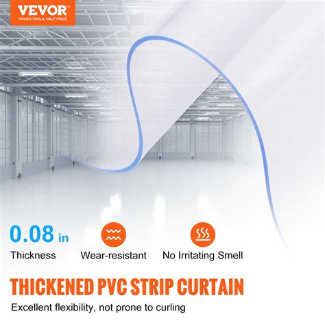 VEVOR Strip Curtain PVC Door Curtain 38" x 84" Cooler Freezer Clear ...