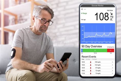 Continuous Glucose Monitor Blood Sugar Test Phone App Stock Image ...