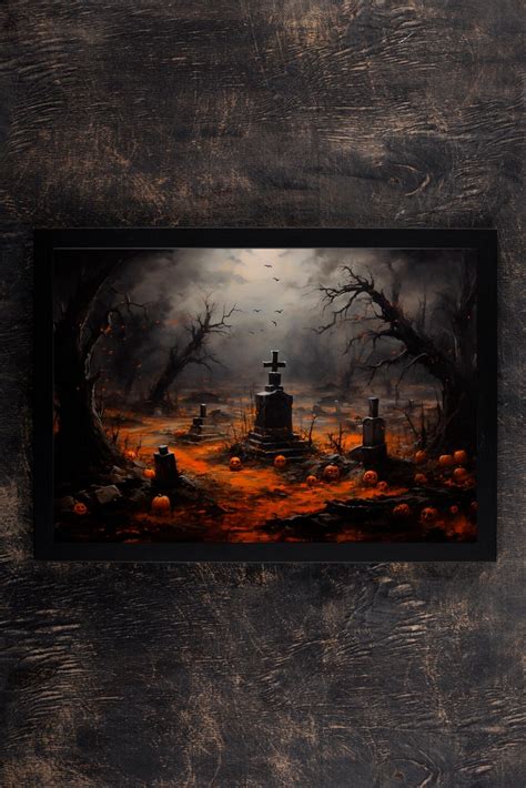 Haunted Graveyard Halloween Decor Spooky October Cemetery - Etsy