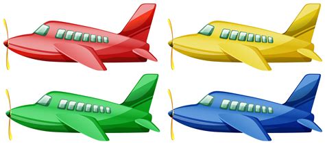 Airplanes in four different colors 304159 Vector Art at Vecteezy