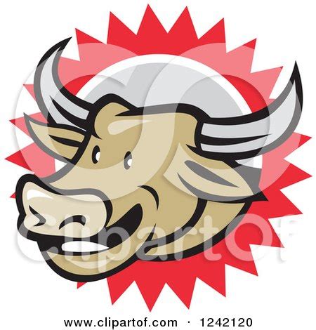 Clipart of a Happy Texas Longhorn Bull over a Burst - Royalty Free ...