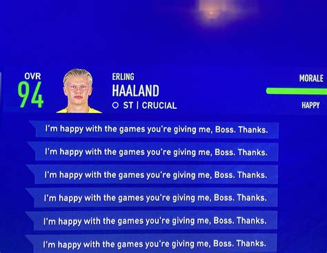 I think Haaland is happy with the games I’m giving him. : r/FifaCareers