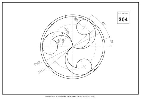 2D CAD EXERCISES 304 - STUDYCADCAM Autocad Free, Autocad Isometric Drawing, Cnc Cutting Design ...