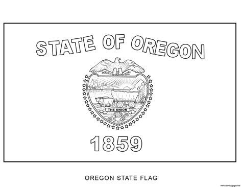 Oregon Flag US State Coloring page Printable