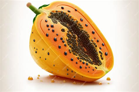 Premium Photo | Papaya fruit at full ripeness with seeds isolated on white complete field depth