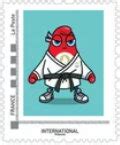 Stamp: Paris 2024 Mascots. Judo Phyrges (France 2023) - TouchStamps