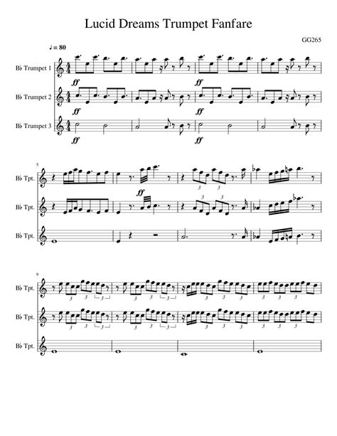 Lucid Dreams Trumpet Fanfare sheet music for Trumpet download free in ...