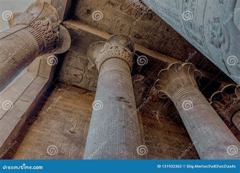 Temple of Khnum at Esna with Hieroglyphs and Tall Columns Editorial Photography - Image of ...