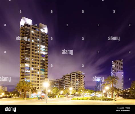 view of night city. Barcelona, Spain Stock Photo - Alamy