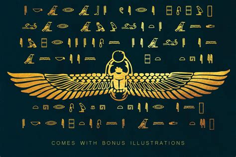 Egyptian Hieroglyph Typeface in Fonts on Yellow Images Creative Store ...