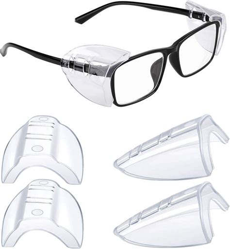 2 Pairs Safety Glasses Side Shields, Slip on Clear Side Shields for Glasses Protection, Fits ...