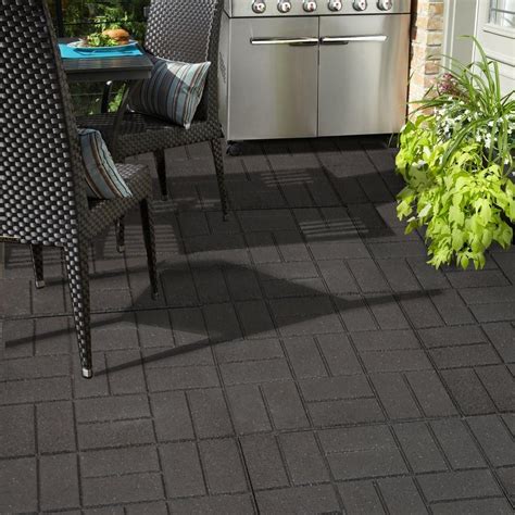 Envirotile 24 in. x 24 in. XL Brick Black Rubber Paver (40-Pack ...