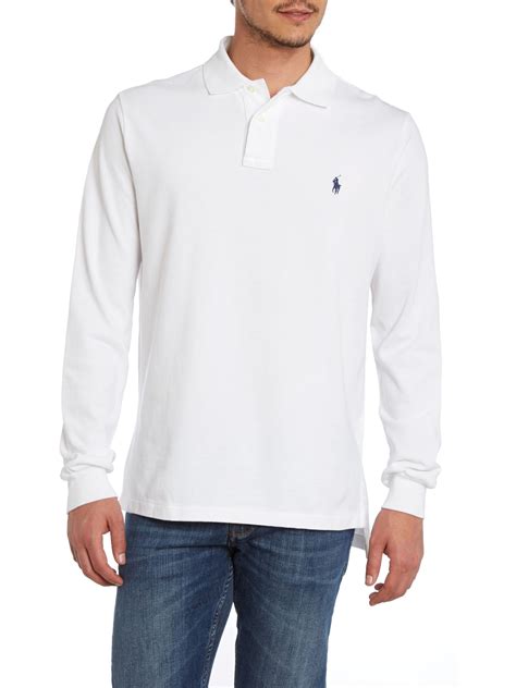 Polo ralph lauren Long-Sleeve Polo Shirt in White for Men | Lyst