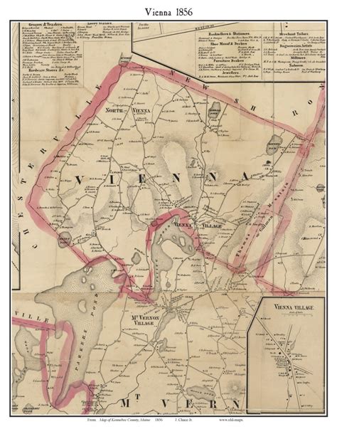 Vienna, Maine 1856 Old Town Map Custom Print - Kennebec Co. - OLD MAPS