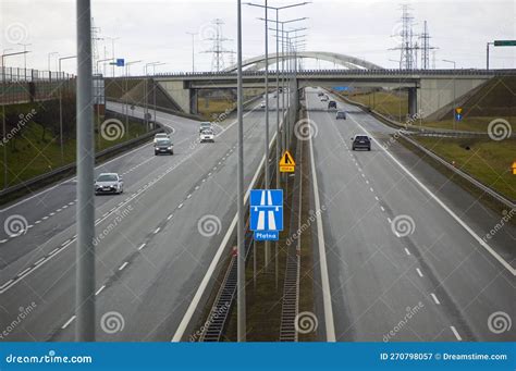 Gluchowo, Poland - February 2022 - Polish A2 Motorway with Cars and ...