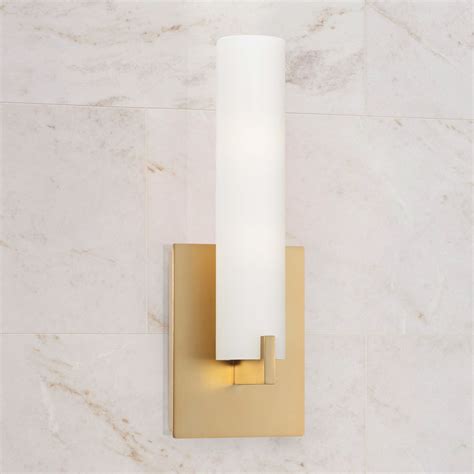 Modern Sconce Wall Light with White Glass in Honey Gold Finish | P5040 ...