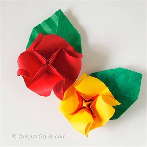 How to Make a Quick and Easy Origami Rose and a Leaf