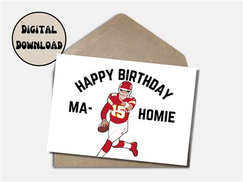 Patrick Mahomes Birthday Card Greeting Kansas City Chiefs Funny Cartoon ...