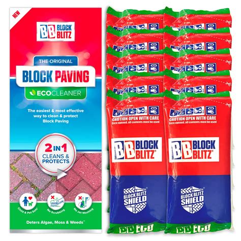 Block Blitz Block Paving Eco Cleaner Treatment: 10 x 390g Pouches ...