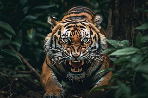 Premium Photo | Fierce Tiger in the Forest Wildlife Photography Generative AI