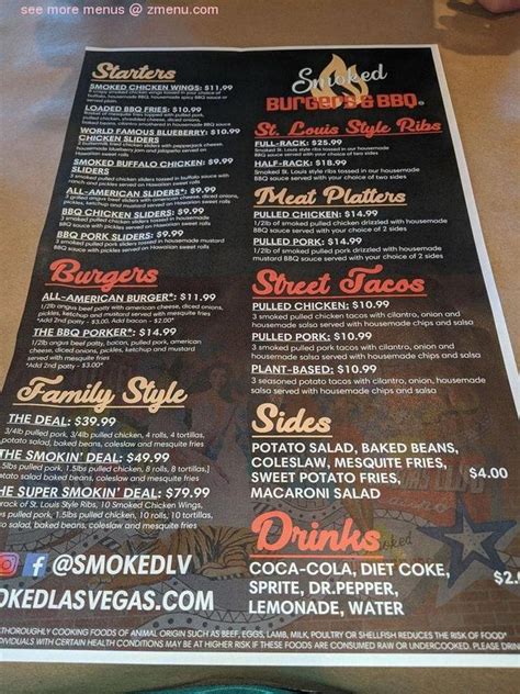 Online Menu of Smoke & Fire Restaurant, Las Vegas, Nevada, 89120 - Zmenu