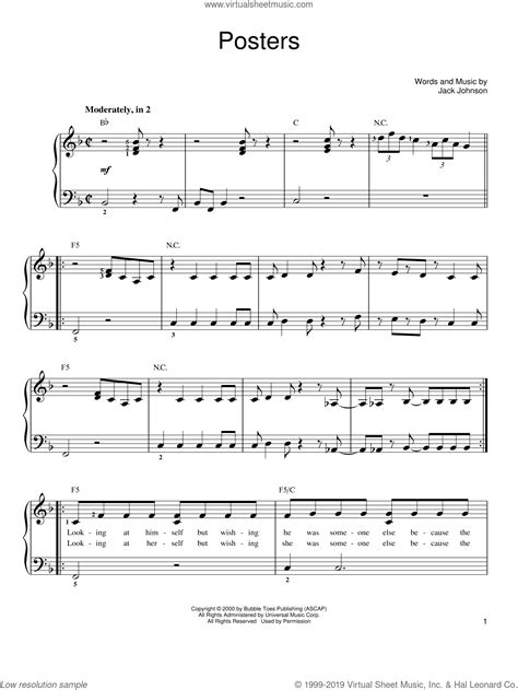 Posters sheet music for piano solo (PDF)