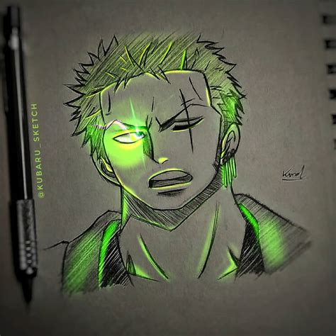 Here's my zoro glow art 🥺... Uploaded on my IG page 🤙 : r/OnePiece