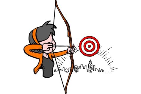 Premium Vector | Female business worker aiming the target objectives concept cartoon vector ...