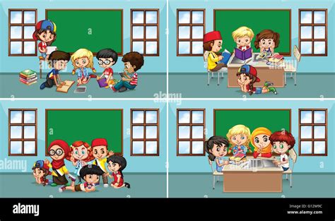 Classroom Group Work Cartoon